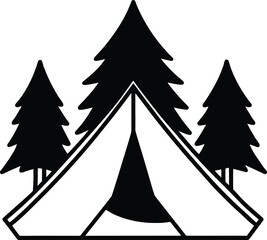 camping-tent-and-pine-tree-silhouette.eps