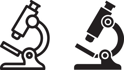 microscope two icon styles outline and solid for lab interface graphics