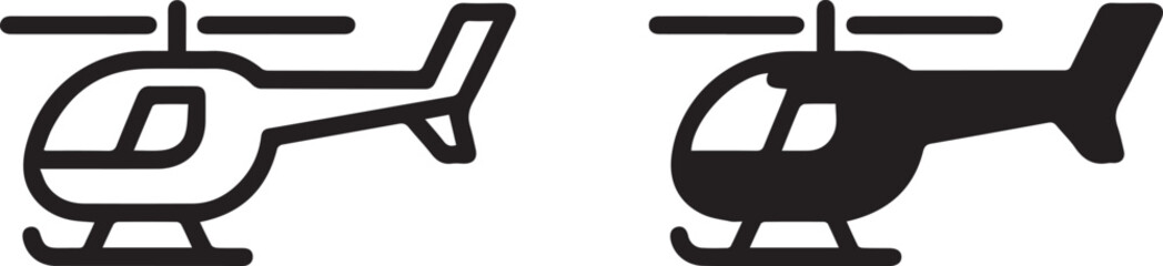 helicopter symbol outline vs solid flat vector for ui and print