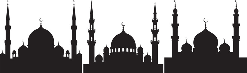 Mosque silhouette vector islamic architecture ramadan kareem eid mubarak background