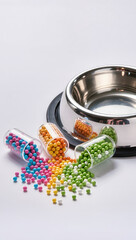  Artificial additives and harmful chemicals in pet food concept