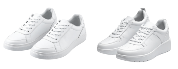 Sat of Two Isolated White Shoes Mockup – Realistic Footwear Design PNG