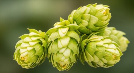 Fototapeta premium Green hops on a blurred background.