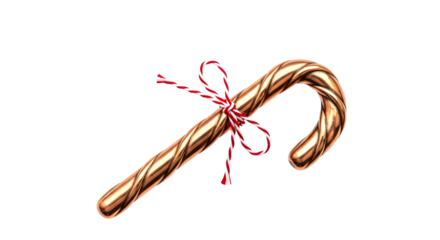 Gift - Classic candy cane with red and white striped bow isolated on white background, perfect for Christmas and holiday decor