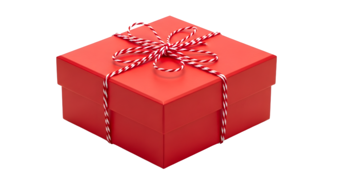 Gift - Red gift box with white ribbon bow isolated on white background, present package for holidays and celebrations