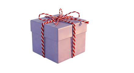 Gift - Pink gift box wrapped with red and white striped ribbon on black background, festive present perfect for celebrations and special occasions