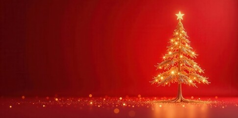 Gleaming gold tree, vibrant red backdrop Festive, celebratory feel , background, element