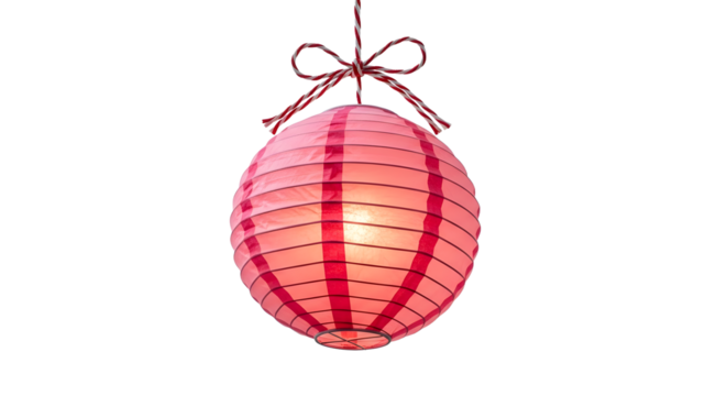 Gift - Red paper lantern with light inside hanging by string, decorative lighting perfect for outdoor or indoor celebrations