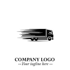 Truck Moving Fast Logo Symbol in Black on the White Background with Dynamic Transport Design