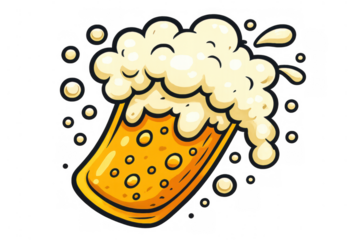 Refreshing mug of golden beer with frothy foam and rising bubbles, celebrating drinks, pubs, and good times