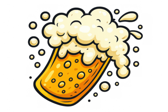 Refreshing mug of golden beer with frothy foam and rising bubbles, celebrating drinks, pubs, and good times