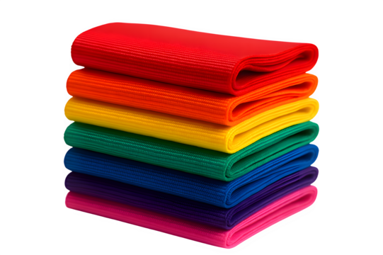 Stack of Folded Colorful Ribbons — Vibrant Layers and Texture (Transparent PNG)