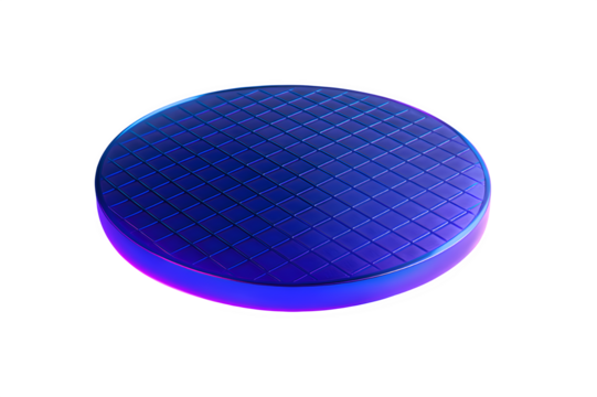 Glowing Silicon Wafer — Futuristic AI Data Technology (Transparent PNG)