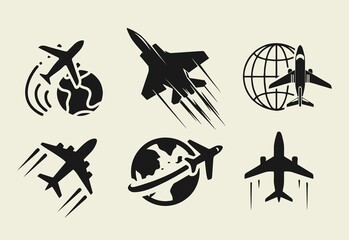 Black and white vector airplane icon