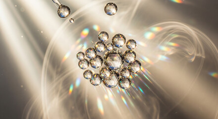 Refraction Of Light Through Water Droplets Creating A Rainbow Effect On A Textured Background