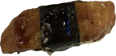 Roasted Eel Sushi, unagi sushi isolate on white background, die cut