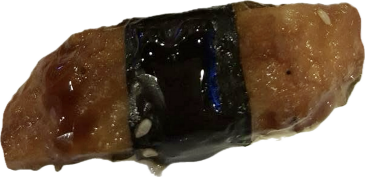 Roasted Eel Sushi, unagi sushi isolate on white background, die cut