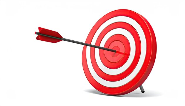 Arrow hits bullseye on red/white concentric target