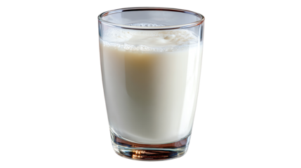 Glass of Fresh Milk: A close-up shot of a transparent glass, filled to the brim with creamy, white milk, perfect for any time of the day.