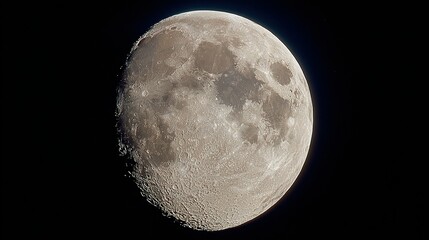 Detailed close-up of the moon against a dark black sky.