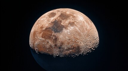 Spherical object with textured surface resembling a planet against a dark background.