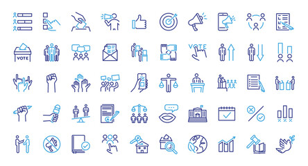 Politics and democracy icon set. Thin line editable stroke icons © Pedro