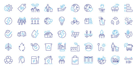 Sustainability and ecology icon set. Thin line editable stroke icons