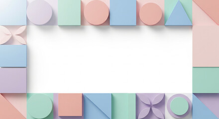 Pastel geometric shapes on white with elegant balance and modern composition