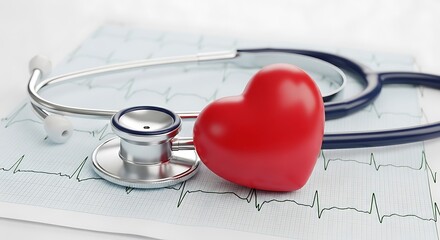 Promote heart health with a stethoscope and ECG showing medical progress