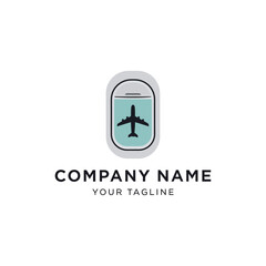 Minimalist Airplane Window View Logo Design for Travel Company Branding.