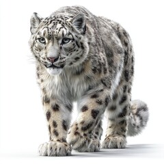 Naklejka premium Majestic snow leopard walking in snowy terrain gigapixel hyperrealistic image nature close-up perspective