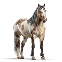 Obraz premium Dynamic horse portrait in pure white studio environment hyperrealistic gigapixel image captured from eye level