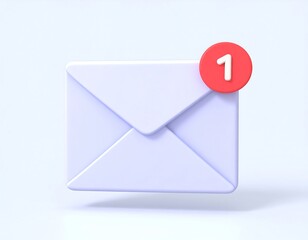 3D Illustration of a New Email Notification Icon Representing Unread Messages