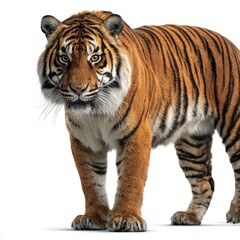 Naklejka premium Majestic tiger strolling through lush jungle gigapixel hyperrealistic image vibrant nature close-up perspective