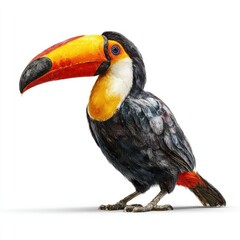 Naklejka premium Stunning action shot of a toucan in nature gigapixel detail lush environment close-up view