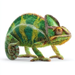 Hyperrealistic chameleon on a colorful background nature photography gigapixel detail vibrant environment close-up perspective