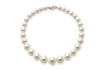 Obraz premium Pearl necklace with round white gemstones and clasp, elegant luxury jewelry accessory on transparent background