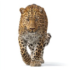 Fototapeta premium Dynamic stalking action of a leopard in a lush jungle setting hyperrealistic detail in gigapixel format