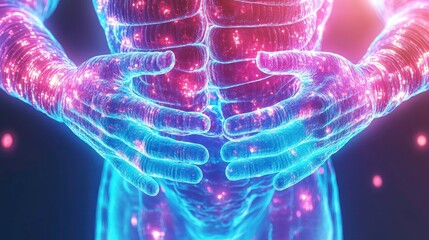 Human Body Anatomy, Glowing Muscles, Medical Illustration