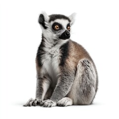 Obraz premium Captivating lemur portrait studio setting high-resolution image crisp white background detailed view animal photography