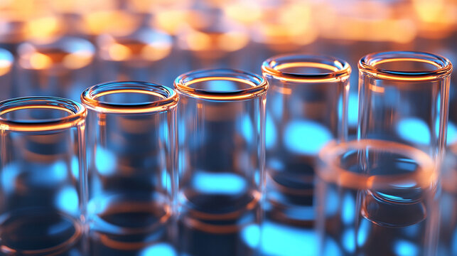 A test tube rack with soft focus highlights scientific research and laboratory work symbolizing precision experimentation discovery and the quiet elegance of modern science in action