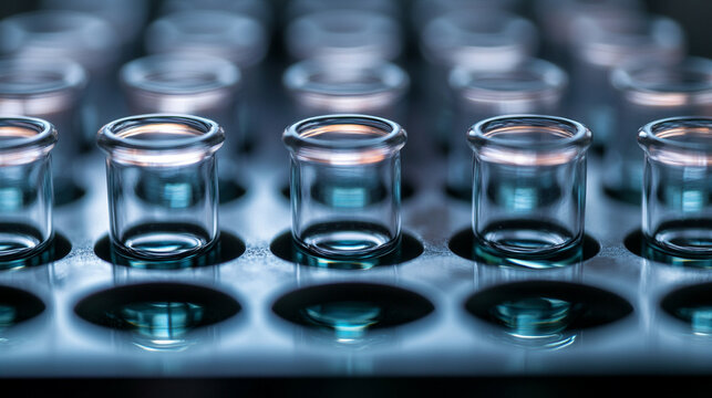 A test tube rack with soft focus highlights scientific research and laboratory work symbolizing precision experimentation discovery and the quiet elegance of modern science in action