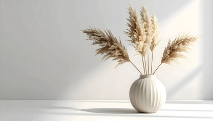 Elegant pampas grass in white vase