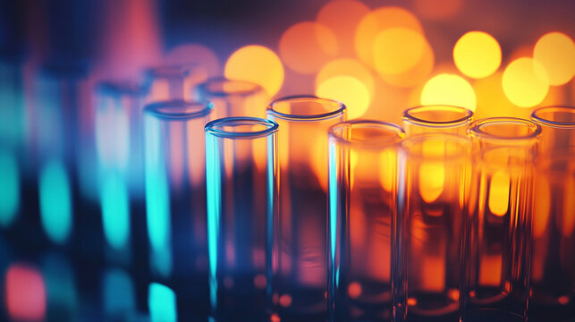 A test tube rack with soft focus highlights scientific research and laboratory work symbolizing precision experimentation discovery and the quiet elegance of modern science in action