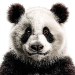 Obraz premium Hyperrealistic panda portrait zoo exhibit digital art indoor environment close-up wildlife appreciation