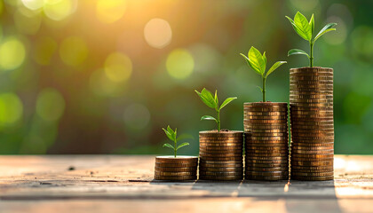 Growing plants on stacked coins