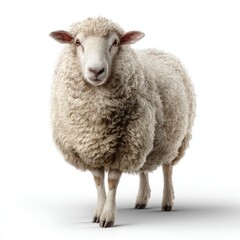 Fototapeta premium Dynamic sheep portrait farm environment hyperrealistic image natural lighting close-up view
