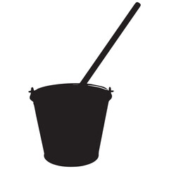 Silhouette of a bucket with a long handle