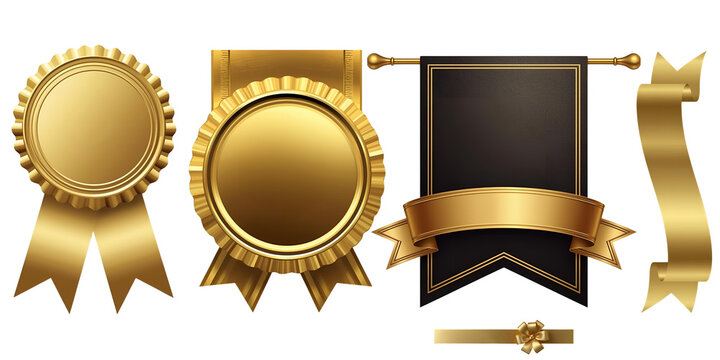 3d golden award icon set - Powered by Adobe