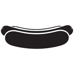 Simple black silhouette of a hot dog in a bun